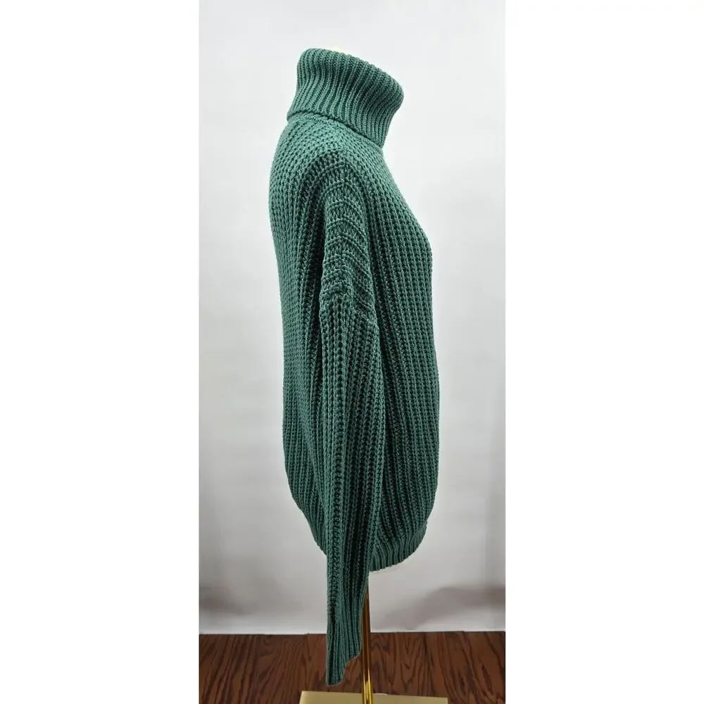 La Meil Minimalist Modern Cozy Casual Chic Pastel Jade Shoulder Cut Out‎ Sweater
